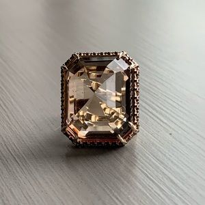Gigantic smoky quartz and champagne diamond ring